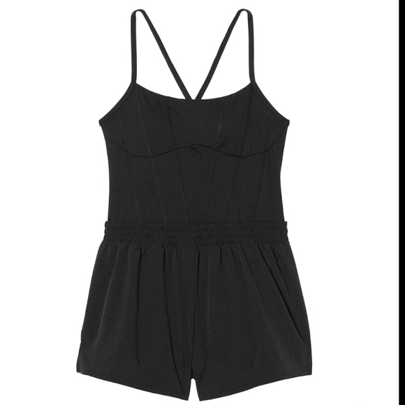 NWT PINK Victoria's Secret Ultimate Runsie Black Athletic Romper Size Large - Picture 4 of 5